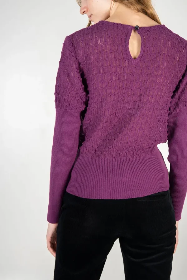 Erotokritos Knitwear | Tops & Shirts*Alix - Textured Lace Sweater with large Rib Trimmings