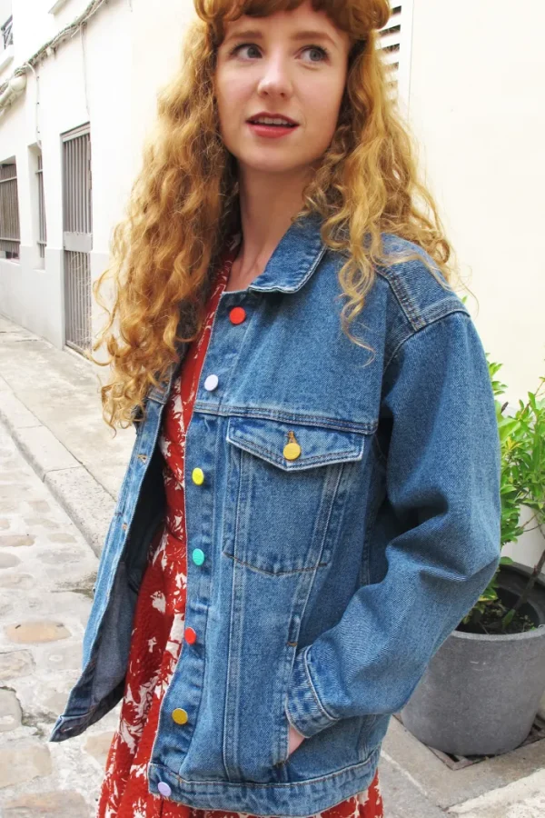 Erotokritos Coats & Jackets*Alyssa - Denim Jacket with multi color Buttons