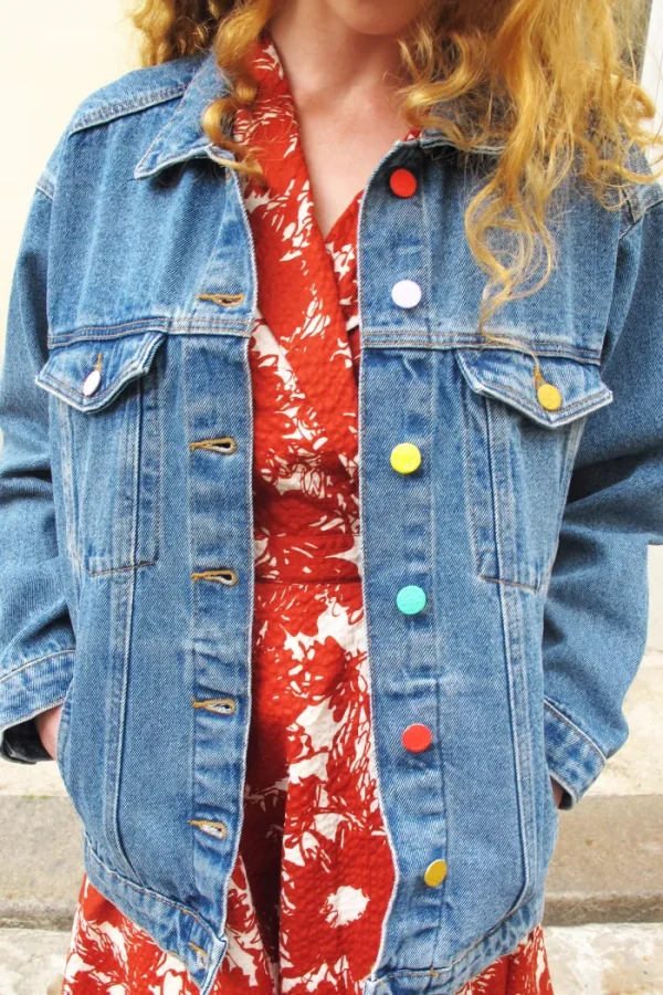 Erotokritos Coats & Jackets*Alyssa - Denim Jacket with multi color Buttons