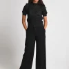 Erotokritos Bottoms*Amber - Wide Leg Fluid Crepe Pants - Black