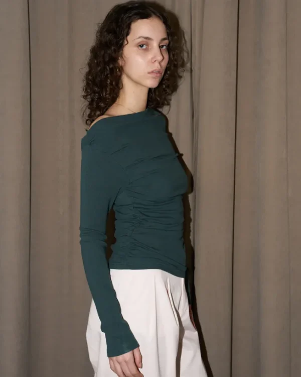 Erotokritos Tops & Shirts*Anitra - Ruched Ribbed Top - Green