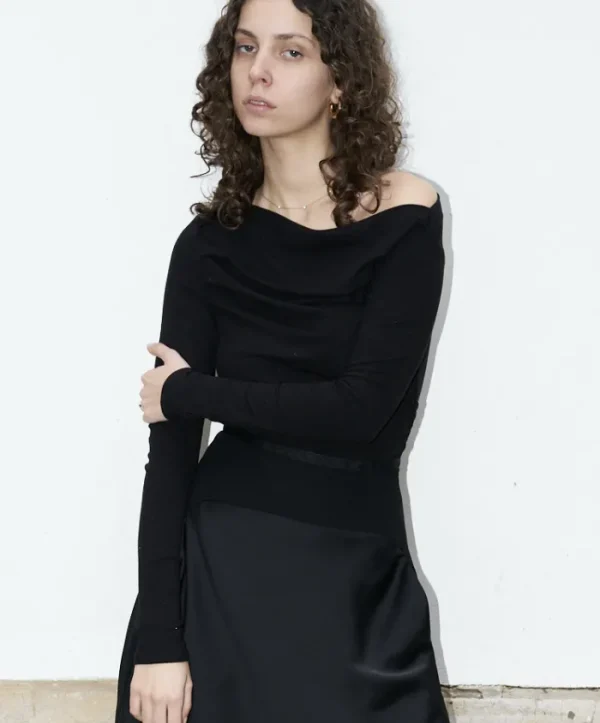 Erotokritos Tops & Shirts*Anitra - Ruched Ribbed Top - Black