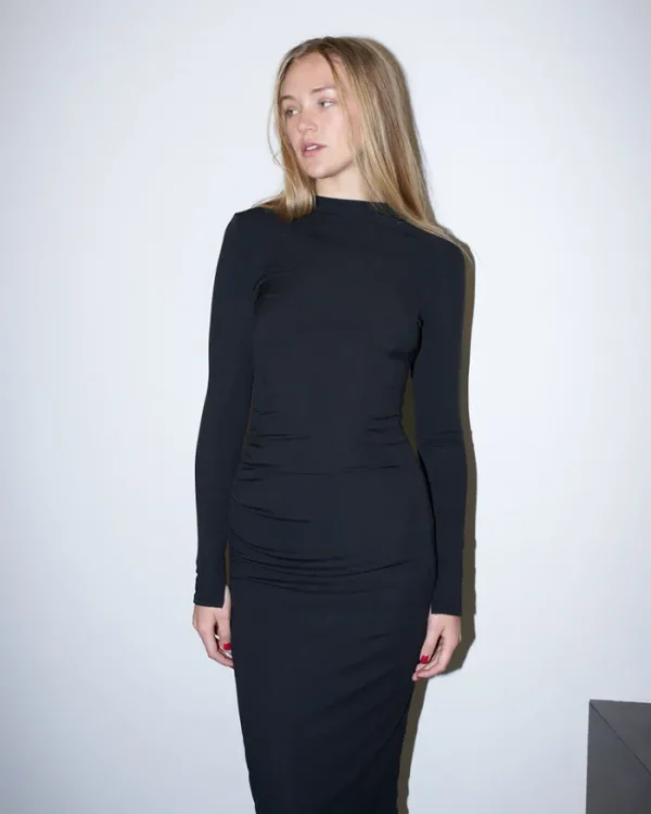 Erotokritos Dresses*Ariana - Bias cut Jersey Ruched Dress - Black