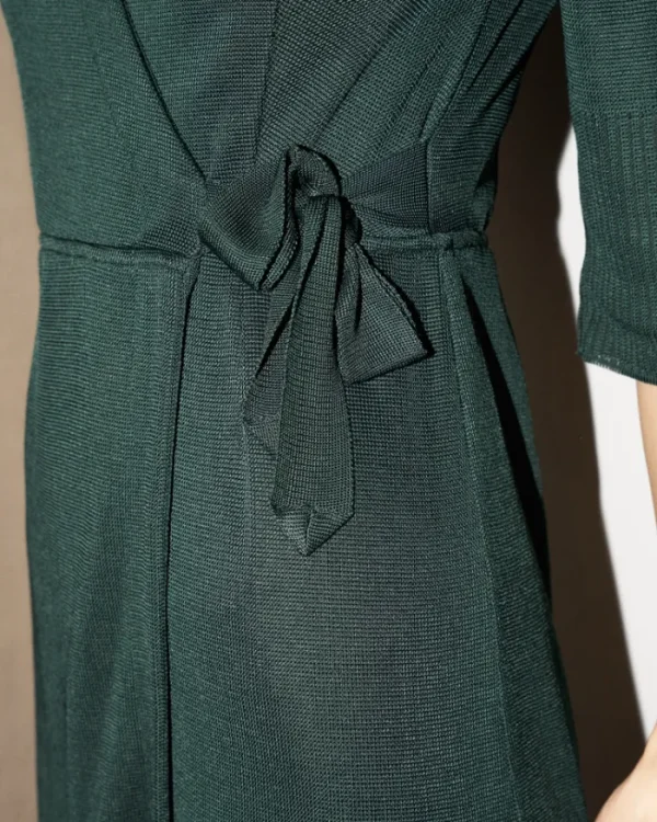 Erotokritos Knitwear | Dresses*Arwaya - Silk Knit High Waist Wrap Dress - Dark Green