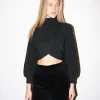 Erotokritos Knitwear | Tops & Shirts*Ava - Crop Knit Petal Turtle Neck Sweater - Black