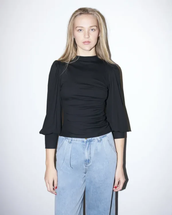 Erotokritos Tops & Shirts*Avery - Ruched Jersey Top - Black