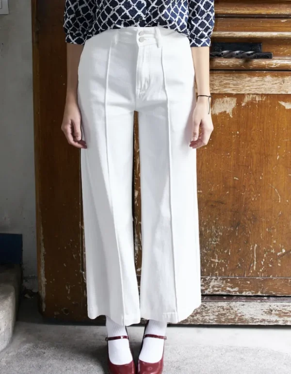 Erotokritos Bottoms*Bimini - Wide Leg Denim Pants - White