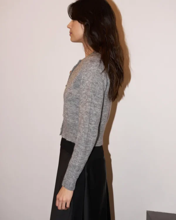 Erotokritos Knitwear | Tops & Shirts*Birdie - Knitted Crop Cardigan - Grey Melange