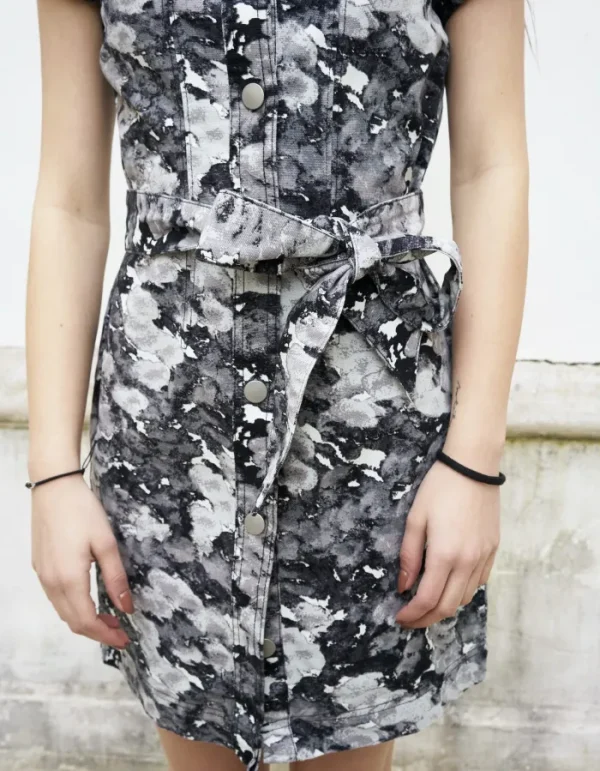 Erotokritos Dresses*Bonnie-Abstract Print Mini Shirt Dress