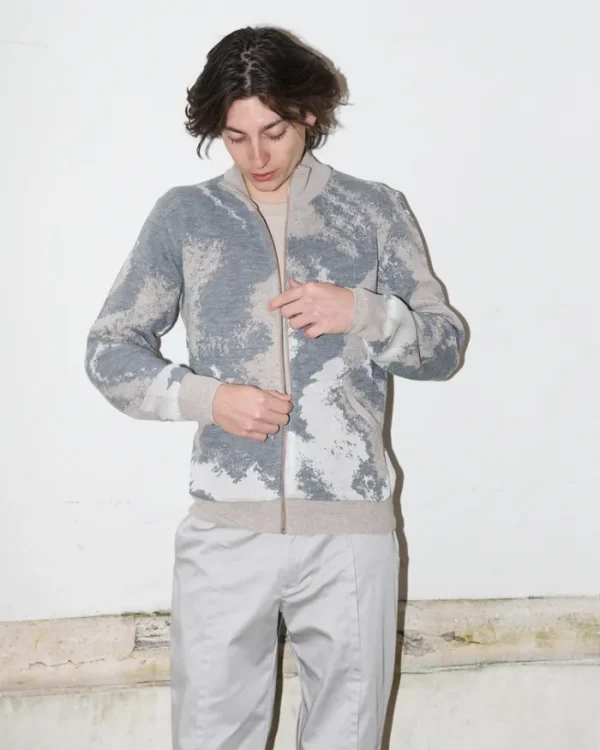 Erotokritos Knitwear | Coats & Jackets*Bowen - Knitted Jacket with pockets - Abstract Marble