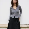 Erotokritos Knitwear | Coats & Jackets*Calista - Ribbed Short Cardigan with Color Glass Buttons - Grey