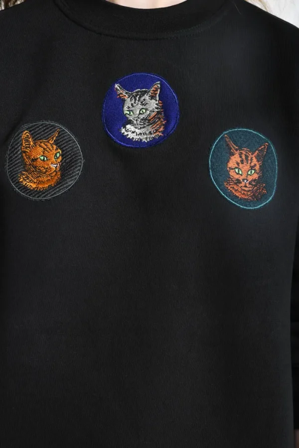 Erotokritos Tops & Shirts*Cat 2- Sweatshirt embroidered with Cat head budges