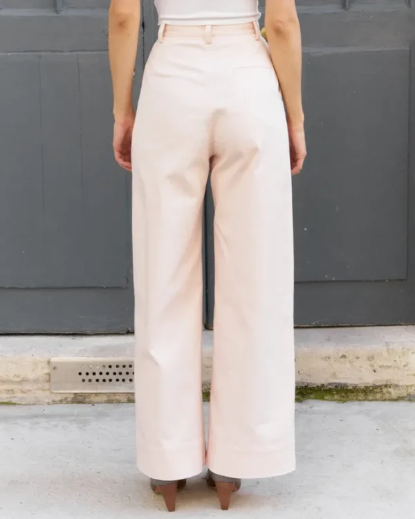 Erotokritos Bottoms*Daenerys-Wide Leg Twill Pants-Pastel Pink