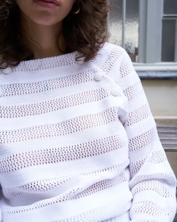 Erotokritos Knitwear | Tops & Shirts*Delia-Boat Neck Sweater-White