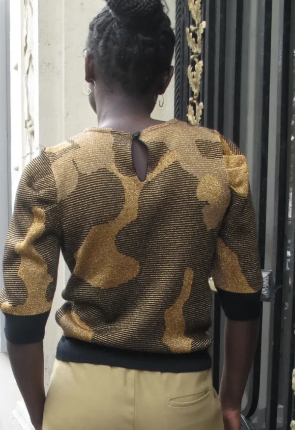 Erotokritos Knitwear | Tops & Shirts*Desma Puff Sleeve Gold Sparkle Sweater