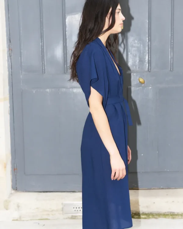 Erotokritos Dresses*Dessa Modern Kimono style Dress-Navy Blue