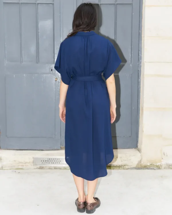 Erotokritos Dresses*Dessa Modern Kimono style Dress-Navy Blue