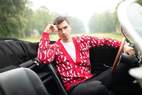 Erotokritos Knitwear*Dexter Red - Zebra Jacquard Knit Cardigan
