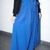 Erotokritos Bottoms*Dina - Silk Blend Palazzo Pants - Royal Blue