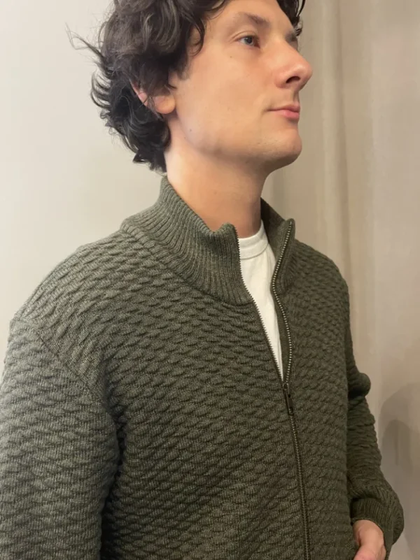 Erotokritos Knitwear | Tops & Shirts*Dorian - Knitted Jacket with pockets - Olive Green