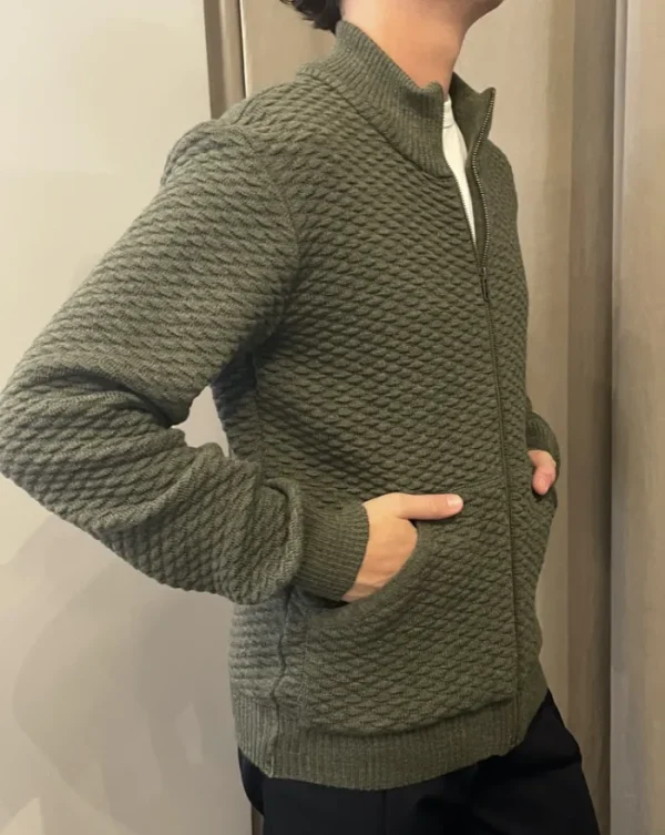 Erotokritos Knitwear | Tops & Shirts*Dorian - Knitted Jacket with pockets - Olive Green