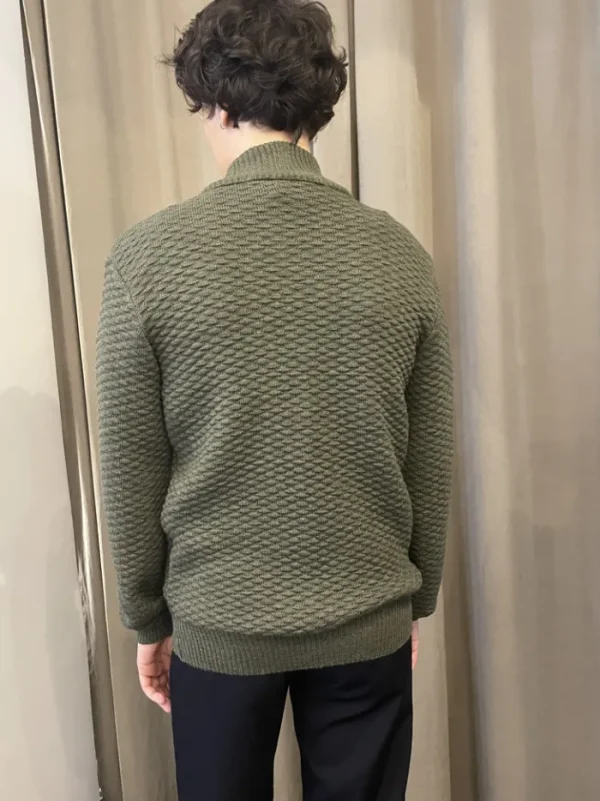 Erotokritos Knitwear | Tops & Shirts*Dorian - Knitted Jacket with pockets - Olive Green