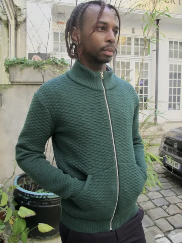 Erotokritos Knitwear | Coats & Jackets*Dorian-Bottle Green Knitted Jacket with pockets