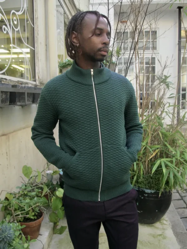 Erotokritos Knitwear | Coats & Jackets*Dorian-Bottle Green Knitted Jacket with pockets