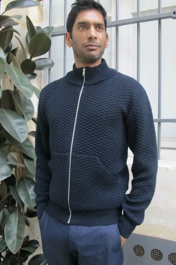 Erotokritos Knitwear | Coats & Jackets*Dorian-Navy Knitted Jacket with pockets