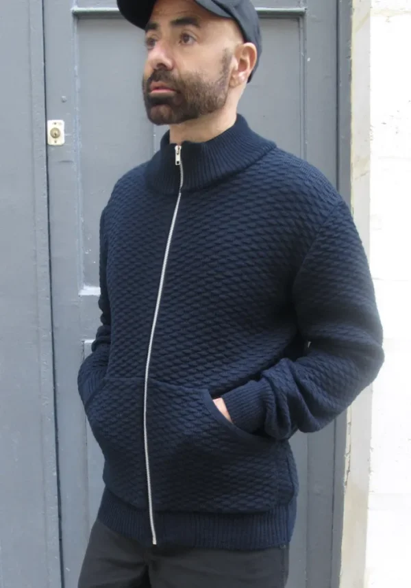 Erotokritos Knitwear | Coats & Jackets*Dorian-Navy Knitted Jacket with pockets