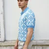 Erotokritos Knitwear | Tops & Shirts*Elliot-Flower Knit Polo-Blue/White