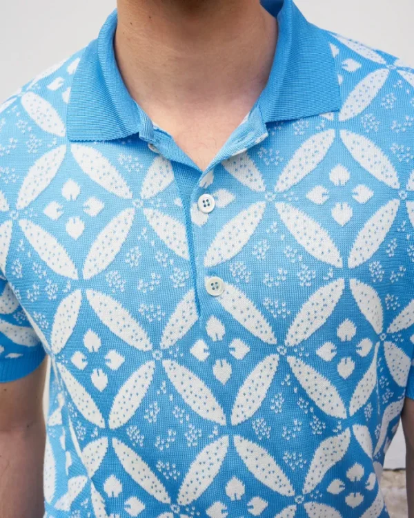 Erotokritos Knitwear | Tops & Shirts*Elliot-Flower Knit Polo-Blue/White