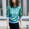 Erotokritos Knitwear | Tops & Shirts*Ephi-Puff Sleeve Flower Jacquard Sweater