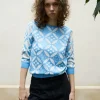 Erotokritos Knitwear | Tops & Shirts*Erena-Fine Flower Jacquard Knit Top with 3/4 Sleeve