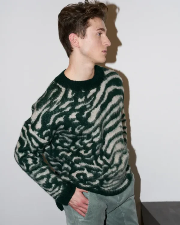 Erotokritos Knitwear | Tops & Shirts*Evan - Oversized Zebra Jacquard Brushed Wool Sweater