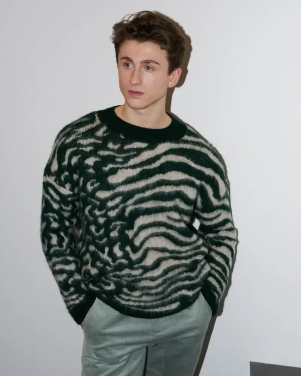 Erotokritos Knitwear | Tops & Shirts*Evan - Oversized Zebra Jacquard Brushed Wool Sweater