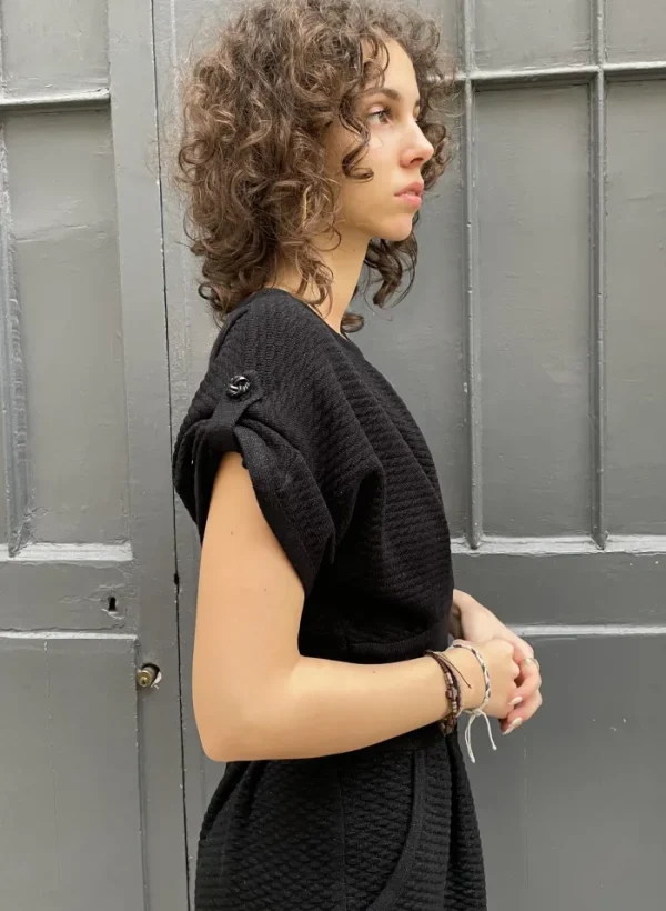 Erotokritos Dresses | Knitwear*Faryn - Textured Knitted Dress - Metallic Black