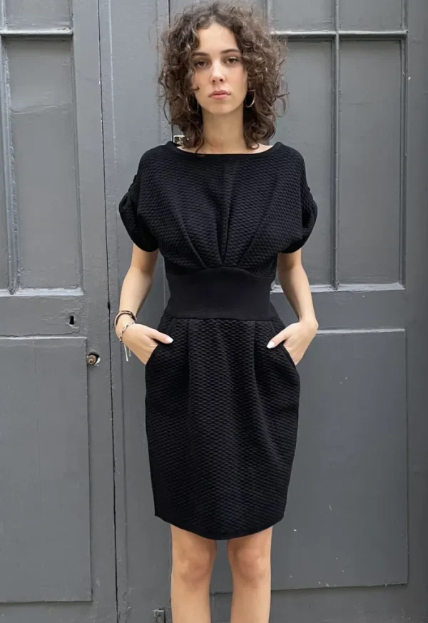 Erotokritos Dresses | Knitwear*Faryn - Textured Knitted Dress - Metallic Black