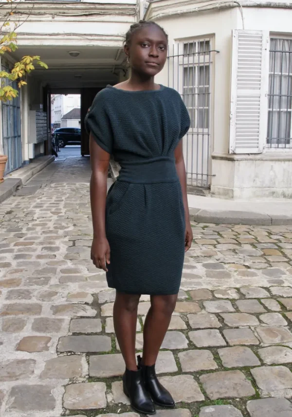 Erotokritos Knitwear | Dresses*Faryn - Textured Knitted Dress - Dark Green