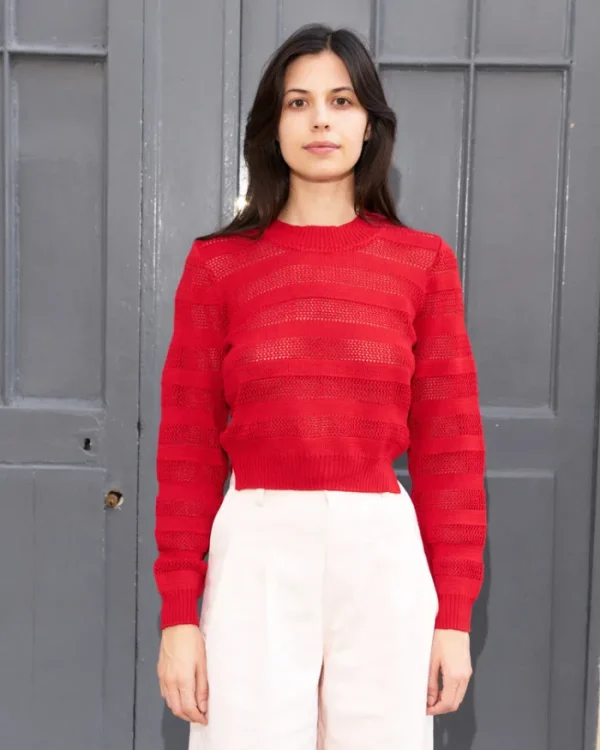 Erotokritos Knitwear | Tops & Shirts*Gemima-Cropped Textured Sweater-Red