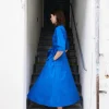 Erotokritos Dresses*Gillian - Long Poplin Shirt Dress - Royal Blue