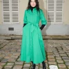 Erotokritos Dresses*Gillian - Long Poplin Shirt Dress - Green