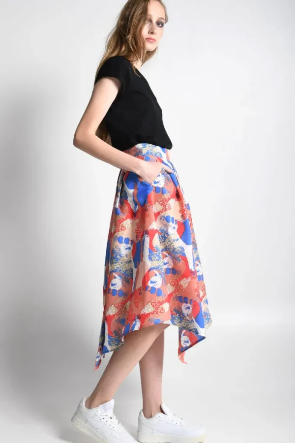 Erotokritos Bottoms*Iris 5 Printed Pleated midi Skirt