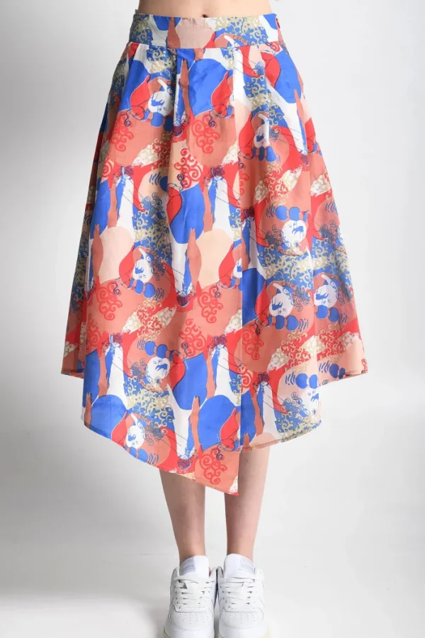 Erotokritos Bottoms*Iris 5 Printed Pleated midi Skirt