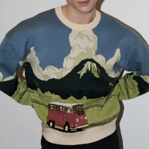 Erotokritos Knitwear | Tops & Shirts*Jack - Landscape Jacquard Warm Sweater - Blue