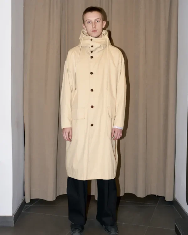 Erotokritos Coats & Jackets*Josh - Oversized Tailored High Collar Hooded Trench Coat - Beige