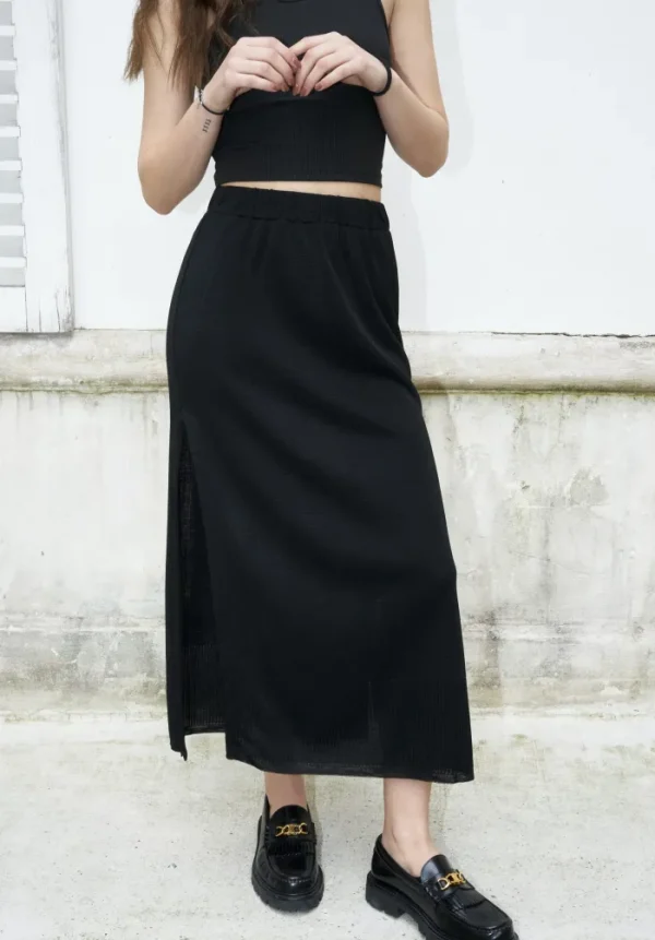 Erotokritos Knitwear | Bottoms*Kirsten-Midi Slit Knit Skirt