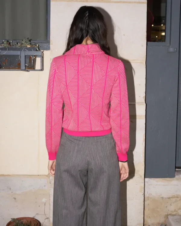 Erotokritos Knitwear | Tops & Shirts*Lhara - Geometric Jacquard Turtle Neck Sweater - Pink