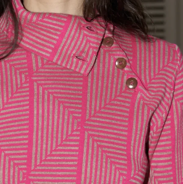 Erotokritos Knitwear | Tops & Shirts*Lhara - Geometric Jacquard Turtle Neck Sweater - Pink