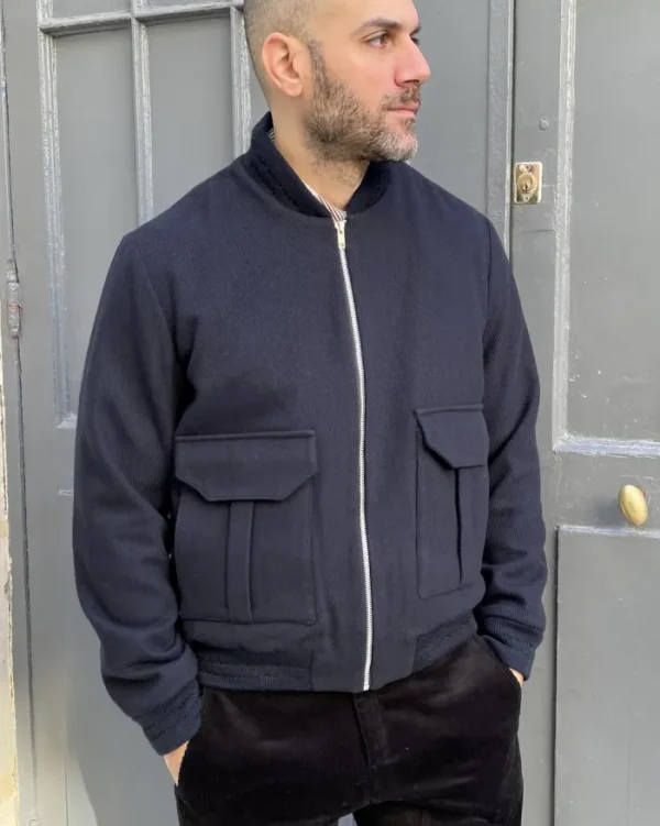 Erotokritos Coats & Jackets*Liam-Wool Bomber Jacket-Navy